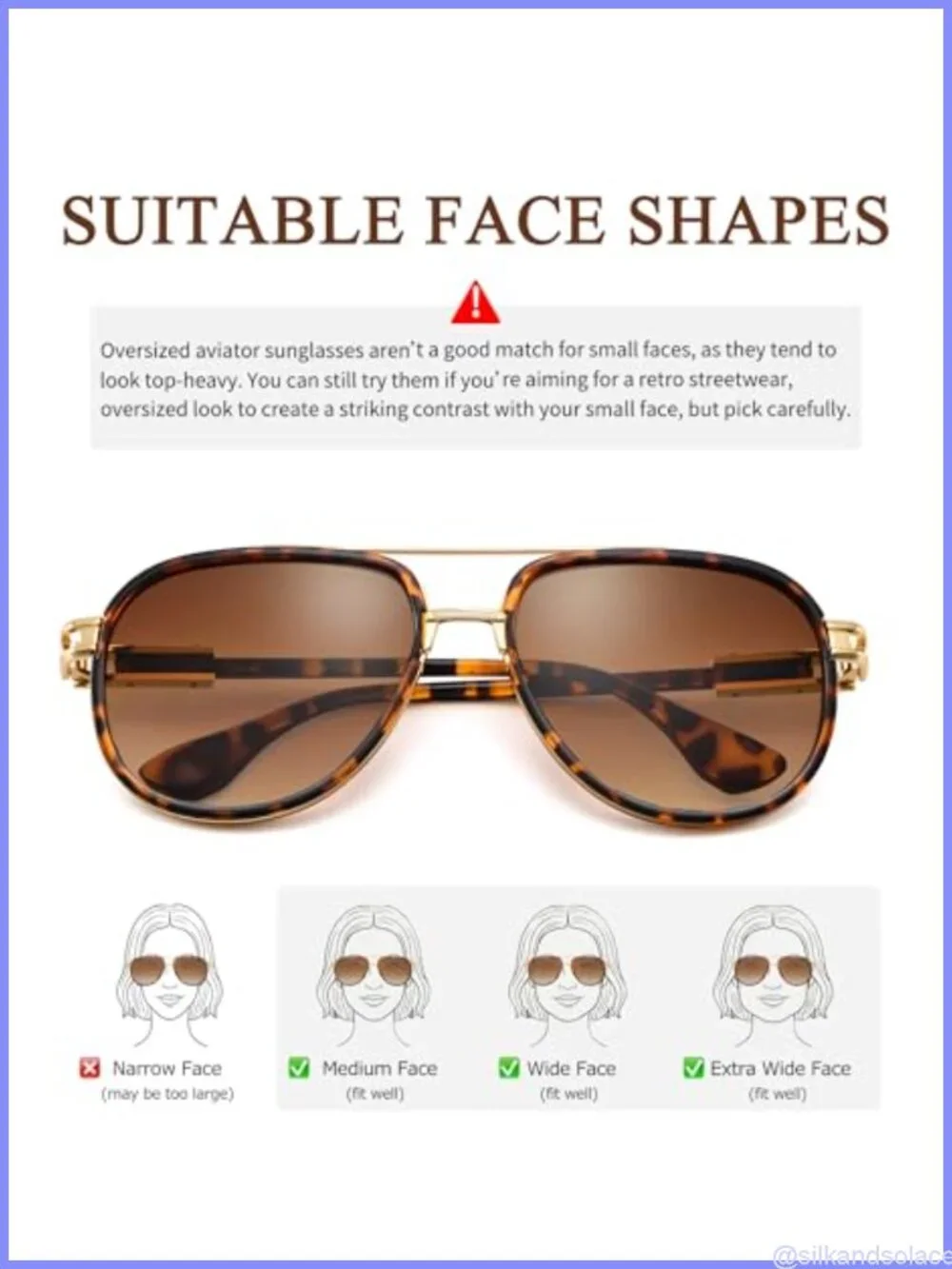 Oversized Retro Aviator Sunglasses Metal Double Bridge UV Protection